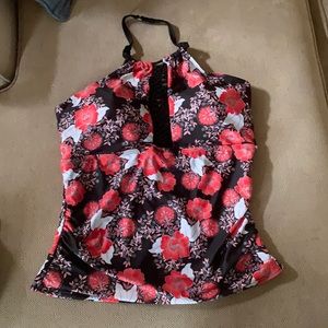 Red floral tankini